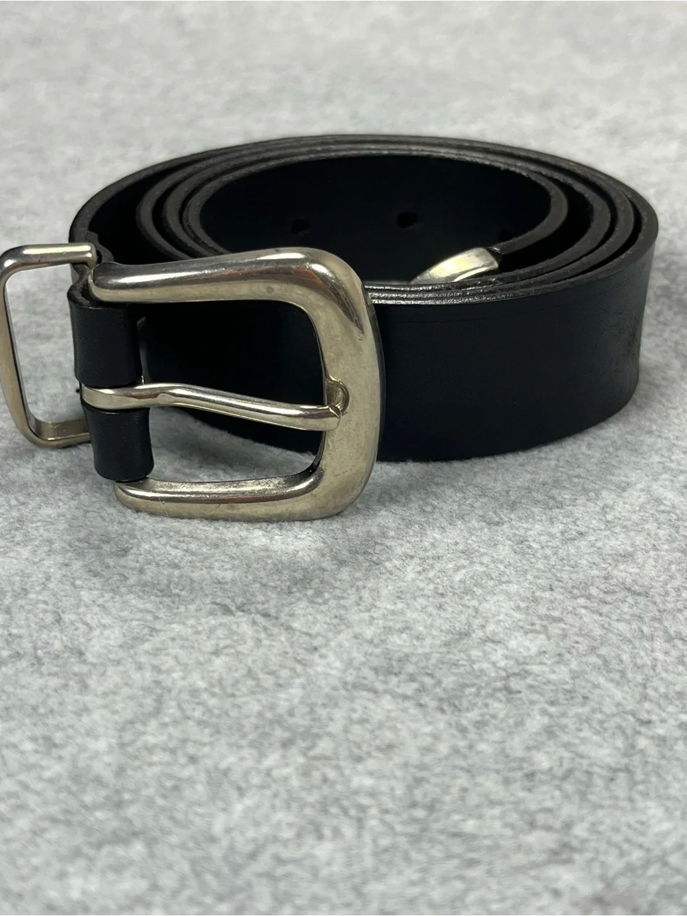 Unbranded Italian Leather Belt Men’s 36 Black Made in USA Silver Buckle Casual
